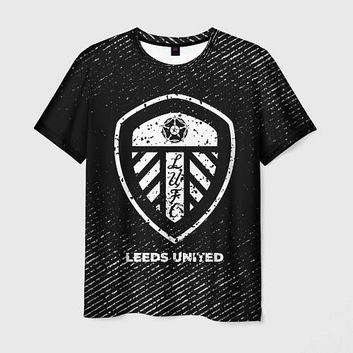 Мужская футболка Leeds United с потертостями на темном фоне / 3D-принт – фото 1