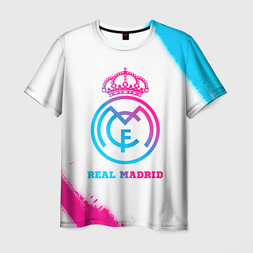 Мужская футболка Real Madrid neon gradient style / 3D-принт – фото 1