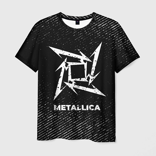 Мужская футболка Metallica с потертостями на темном фоне / 3D-принт – фото 1