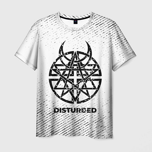 Мужская футболка Disturbed с потертостями на светлом фоне / 3D-принт – фото 1