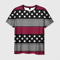 Мужская футболка Burgundy black striped pattern