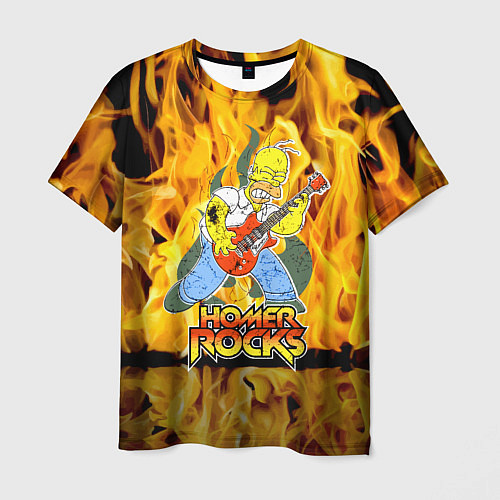 Мужская футболка Гомер Симпсон - соло на гитаре! / 3D-принт – фото 1