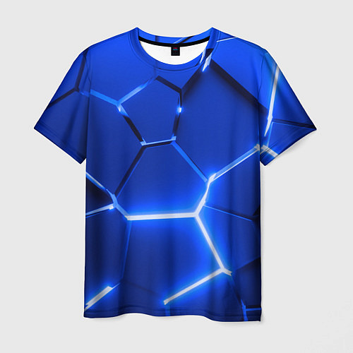 Мужская футболка Синие неоновые геометрические плиты / 3D-принт – фото 1