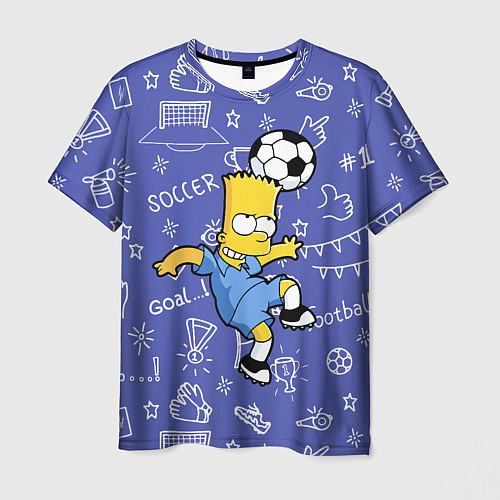 Мужская футболка Барт Симпсон бьёт футбольный мяч головой / 3D-принт – фото 1