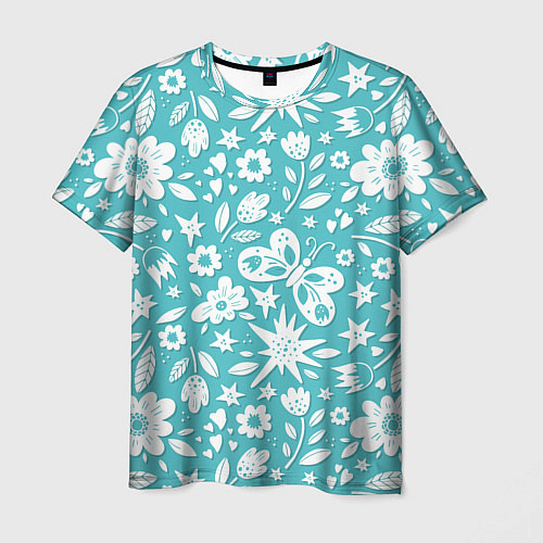 Мужская футболка Нежный цветочный паттерн / 3D-принт – фото 1