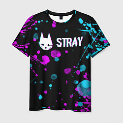 Футболка мужская Stray - кляксы - неон, цвет: 3D-принт