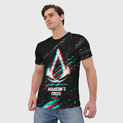 Футболка мужская Assassins Creed в стиле glitch и баги графики на т, цвет: 3D-принт — фото 2