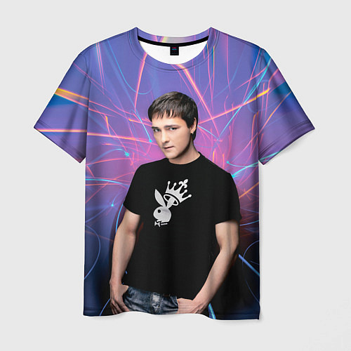Мужская футболка Юрий Шатунов на неоновом фоне / 3D-принт – фото 1