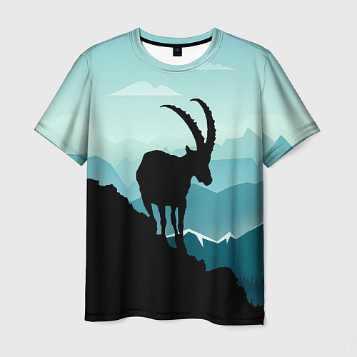 Мужская футболка Горный козел и горы / 3D-принт – фото 1