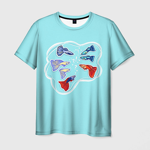 Мужская футболка Маленькие цветные аквариумные рыбки / 3D-принт – фото 1