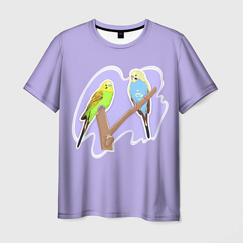 Мужская футболка Пара волнистых попугаев / 3D-принт – фото 1
