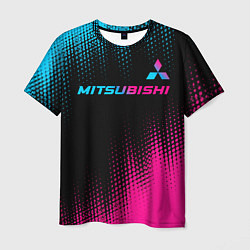Футболка мужская Mitsubishi - neon gradient: символ сверху, цвет: 3D-принт