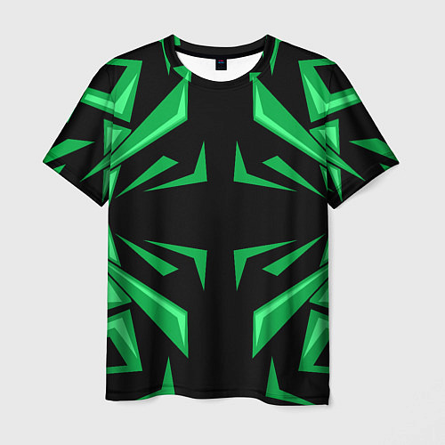Мужская футболка Фигуры зеленого цвета на черном фоне geometry / 3D-принт – фото 1