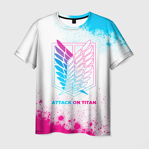 Мужская футболка Attack on Titan neon gradient style / 3D-принт – фото 1