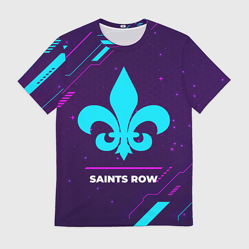 Мужская футболка Символ Saints Row в неоновых цветах на темном фоне / 3D-принт – фото 1
