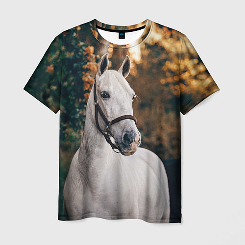 Мужская футболка Белая лошадка / 3D-принт – фото 1