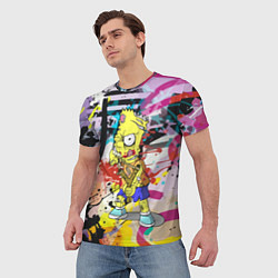 Футболка мужская Зомби Барт Симпсон с рогаткой на фоне граффити, цвет: 3D-принт — фото 2
