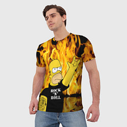Футболка мужская Homer Simpson - Rock n Roll!, цвет: 3D-принт — фото 2