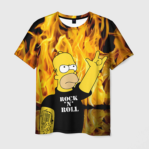 Мужская футболка Homer Simpson - Rock n Roll! / 3D-принт – фото 1