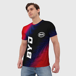 Футболка мужская BYD красный карбон, цвет: 3D-принт — фото 2