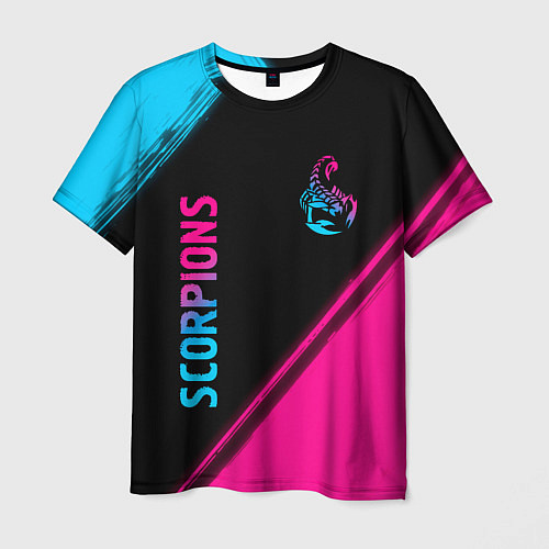 Мужская футболка Scorpions - neon gradient: надпись, символ / 3D-принт – фото 1