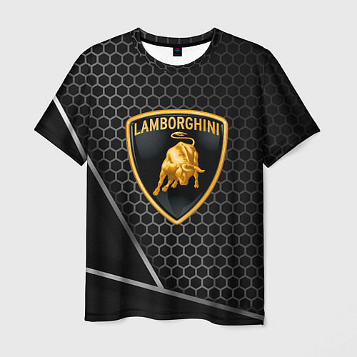 Мужская футболка Lamborghini Соты карбон / 3D-принт – фото 1
