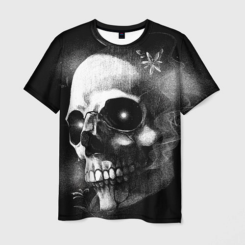 Мужская футболка Туманный череп - рисунок карандашом / 3D-принт – фото 1