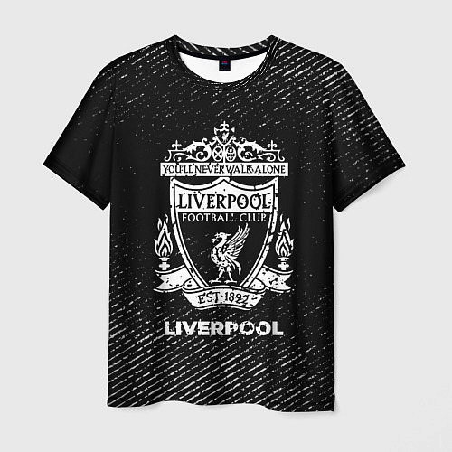 Мужская футболка Liverpool с потертостями на темном фоне / 3D-принт – фото 1