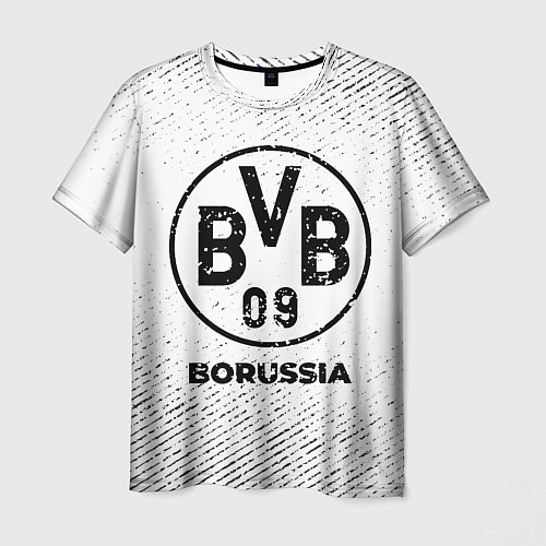 Мужская футболка Borussia с потертостями на светлом фоне / 3D-принт – фото 1