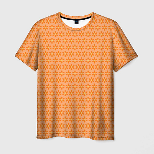 Мужская футболка Оранжево-желтые цветочки / 3D-принт – фото 1