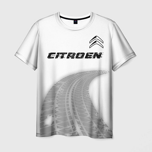 Мужская футболка Citroen speed на светлом фоне со следами шин: симв / 3D-принт – фото 1
