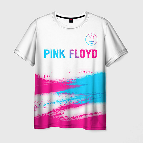 Мужская футболка Pink Floyd neon gradient style: символ сверху / 3D-принт – фото 1