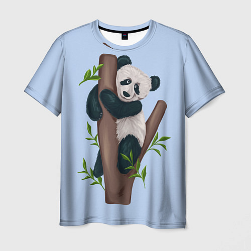 Мужская футболка Забавная панда на дереве / 3D-принт – фото 1