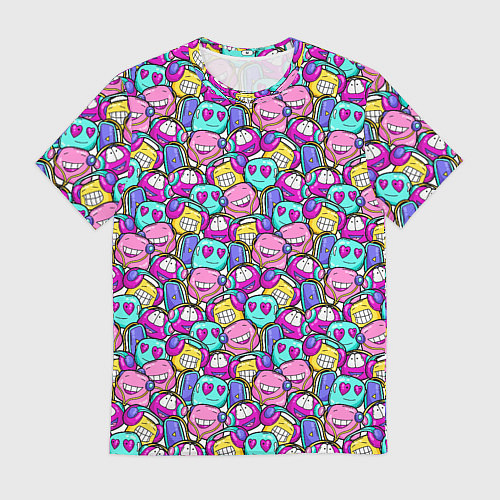 Мужская футболка Человечки с наушниками / 3D-принт – фото 1