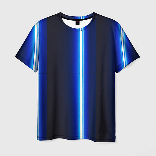 Мужская футболка Неоновое синее свечение / 3D-принт – фото 1