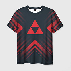 Футболка мужская Красный символ Zelda на темном фоне со стрелками, цвет: 3D-принт