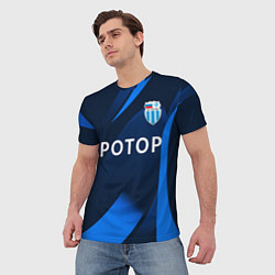 Футболка мужская ФК Ротор - Волгоградский клуб - Синяя, цвет: 3D-принт — фото 2