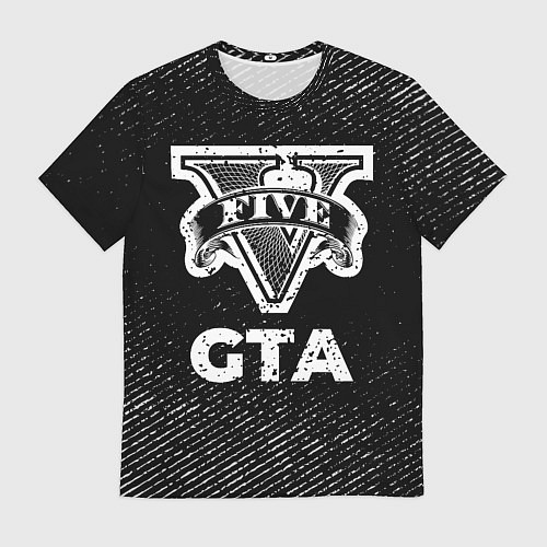 Мужская футболка GTA с потертостями на темном фоне / 3D-принт – фото 1