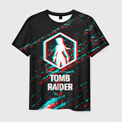 Футболка мужская Tomb Raider в стиле glitch и баги графики на темно, цвет: 3D-принт