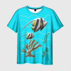 Футболка мужская Подводный мир рыбки кораллы, цвет: 3D-принт