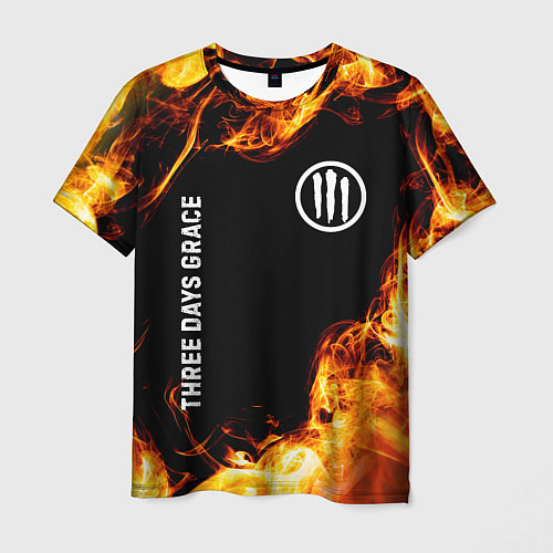 Мужская футболка Three Days Grace и пылающий огонь / 3D-принт – фото 1