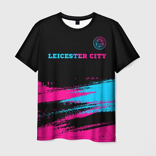 Мужская футболка Leicester City - neon gradient: символ сверху / 3D-принт – фото 1