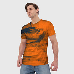 Футболка мужская Абстрактная оранжевая поверхность и чёрные тени, цвет: 3D-принт — фото 2