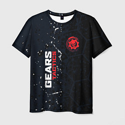 Футболка мужская Gears of War красно-белой лого на темном фоне, цвет: 3D-принт