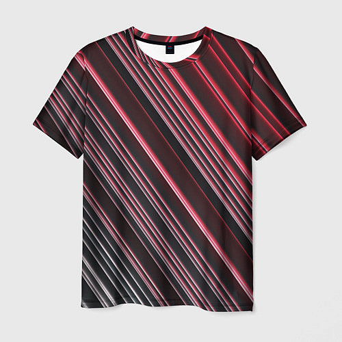 Мужская футболка Абстрактные неоновые линии и полосы / 3D-принт – фото 1