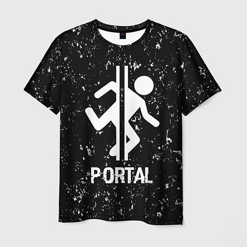 Мужская футболка Portal glitch на темном фоне / 3D-принт – фото 1