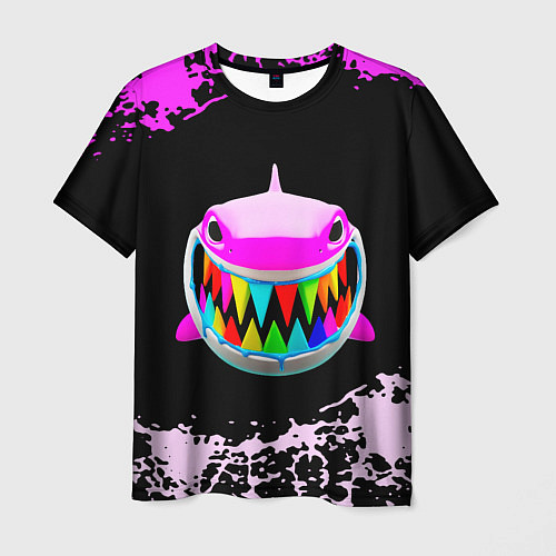 Мужская футболка 6ix9ine акула neon / 3D-принт – фото 1