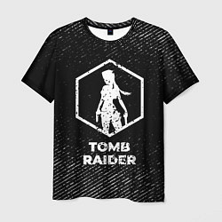 Футболка мужская Tomb Raider с потертостями на темном фоне, цвет: 3D-принт