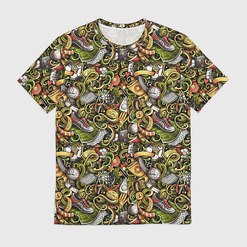 Мужская футболка Футбольные бутсы и кубок / 3D-принт – фото 1