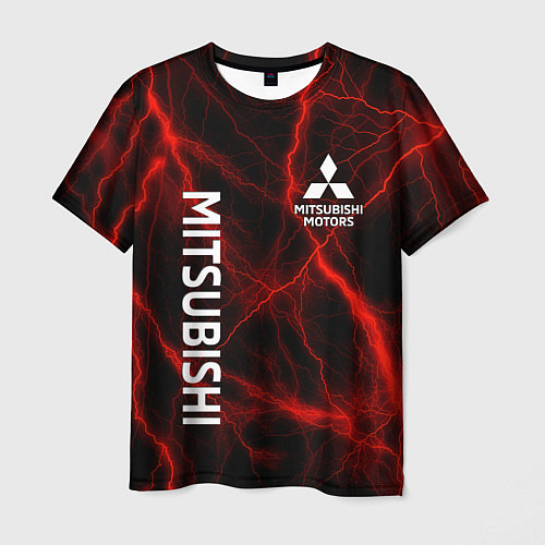 Мужская футболка Mitsubishi красные молнии / 3D-принт – фото 1